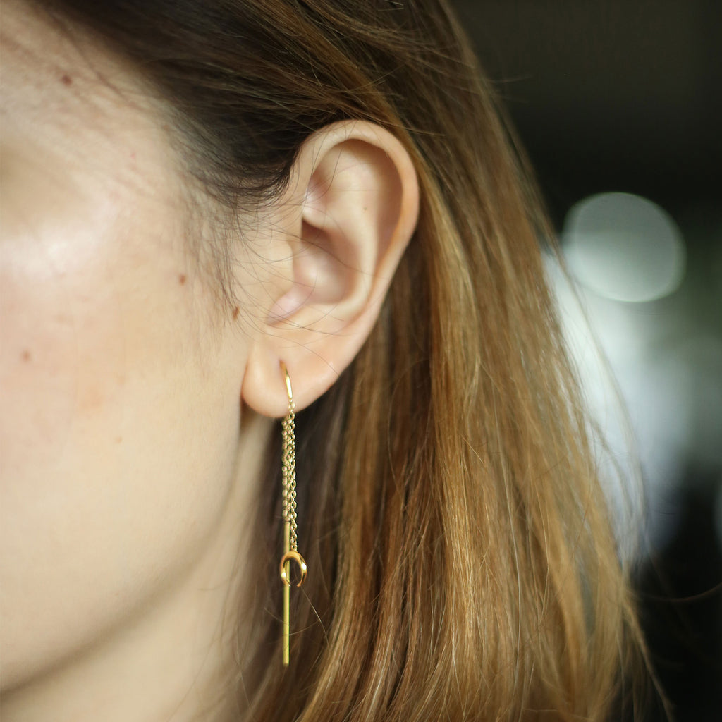 Crescent Threader Earrings - LOULOUROSE