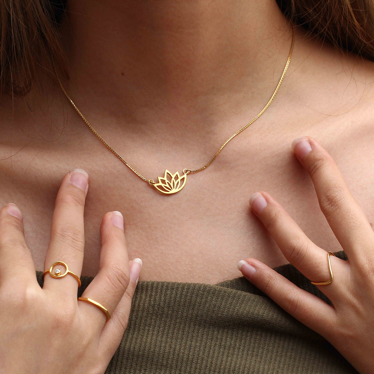 Lotus Necklace Kalung Teratai Perak Emas Asli LOULOUROSE