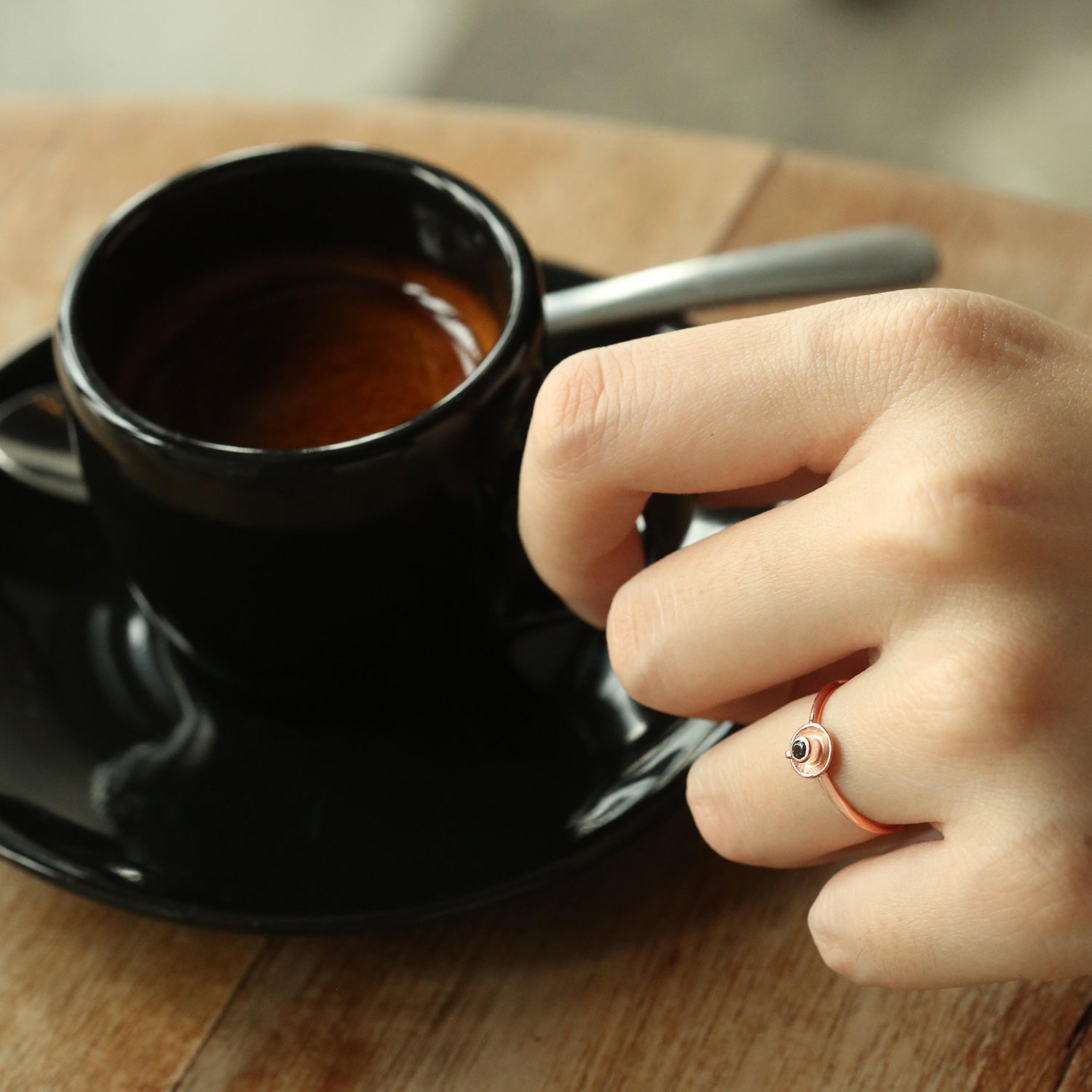 Tiny Coffee Cup Ring | Cincin Perak \u0026 Emas Asli | LOULOUROSE, image size:1500x1500