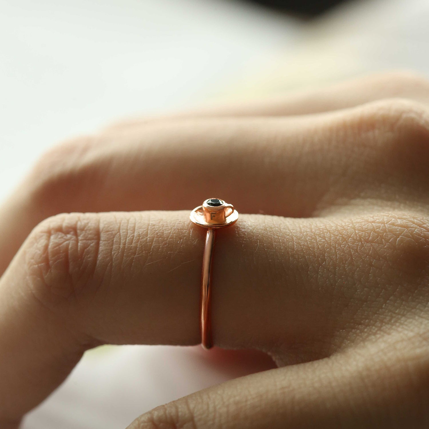Tiny Coffee Cup Ring | Cincin Perak \u0026 Emas Asli | LOULOUROSE, image size:1500x1500