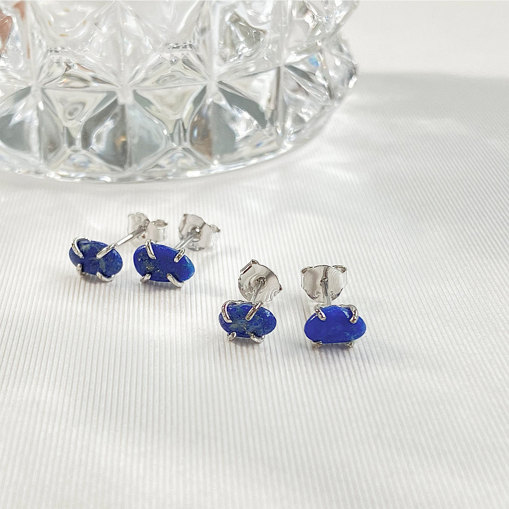 Raw Lapis Lazuli Stud Earrings - LOULOUROSE