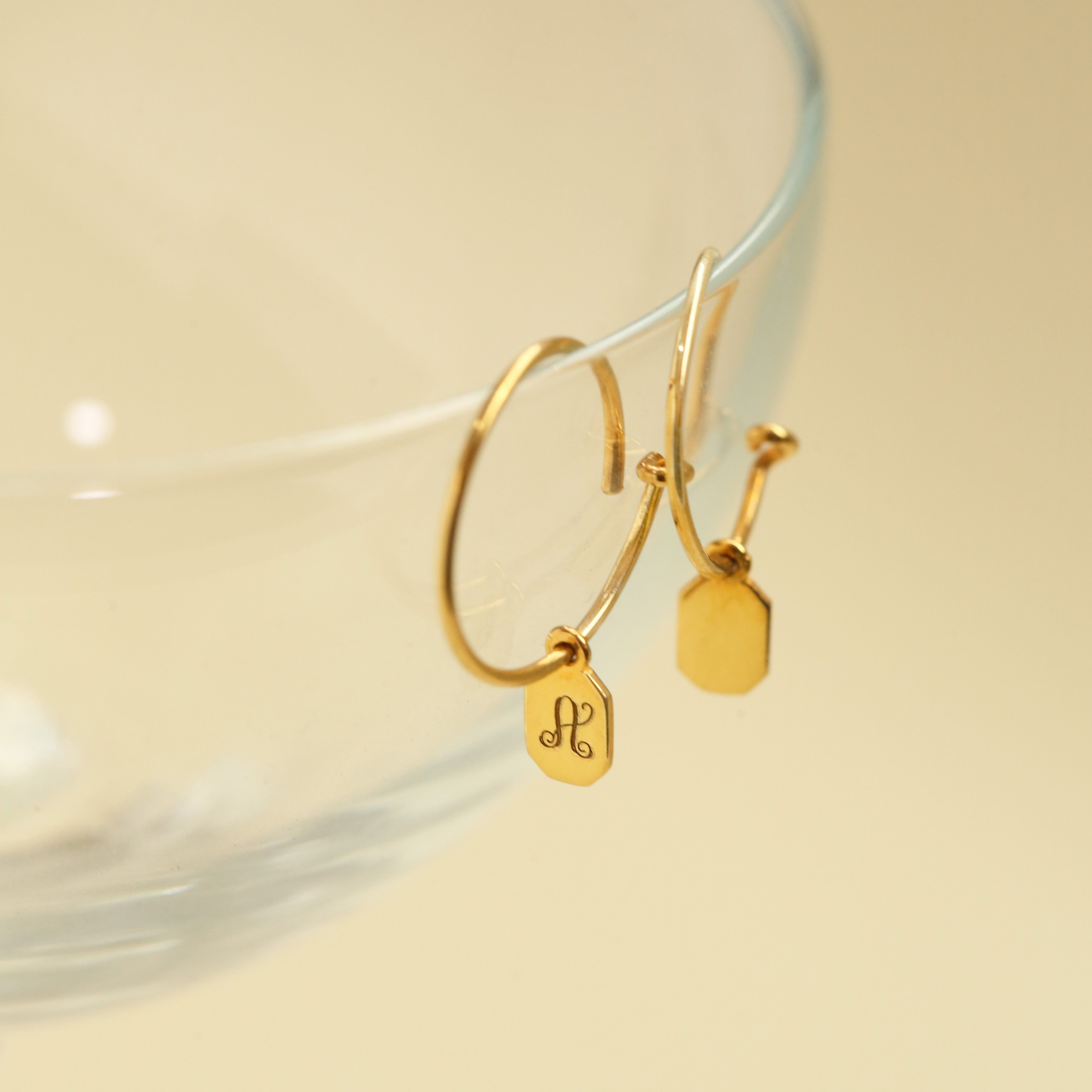 Monogram Hoop Earrings | Anting Inisial Perak & Emas Asli | LOULOUROSE