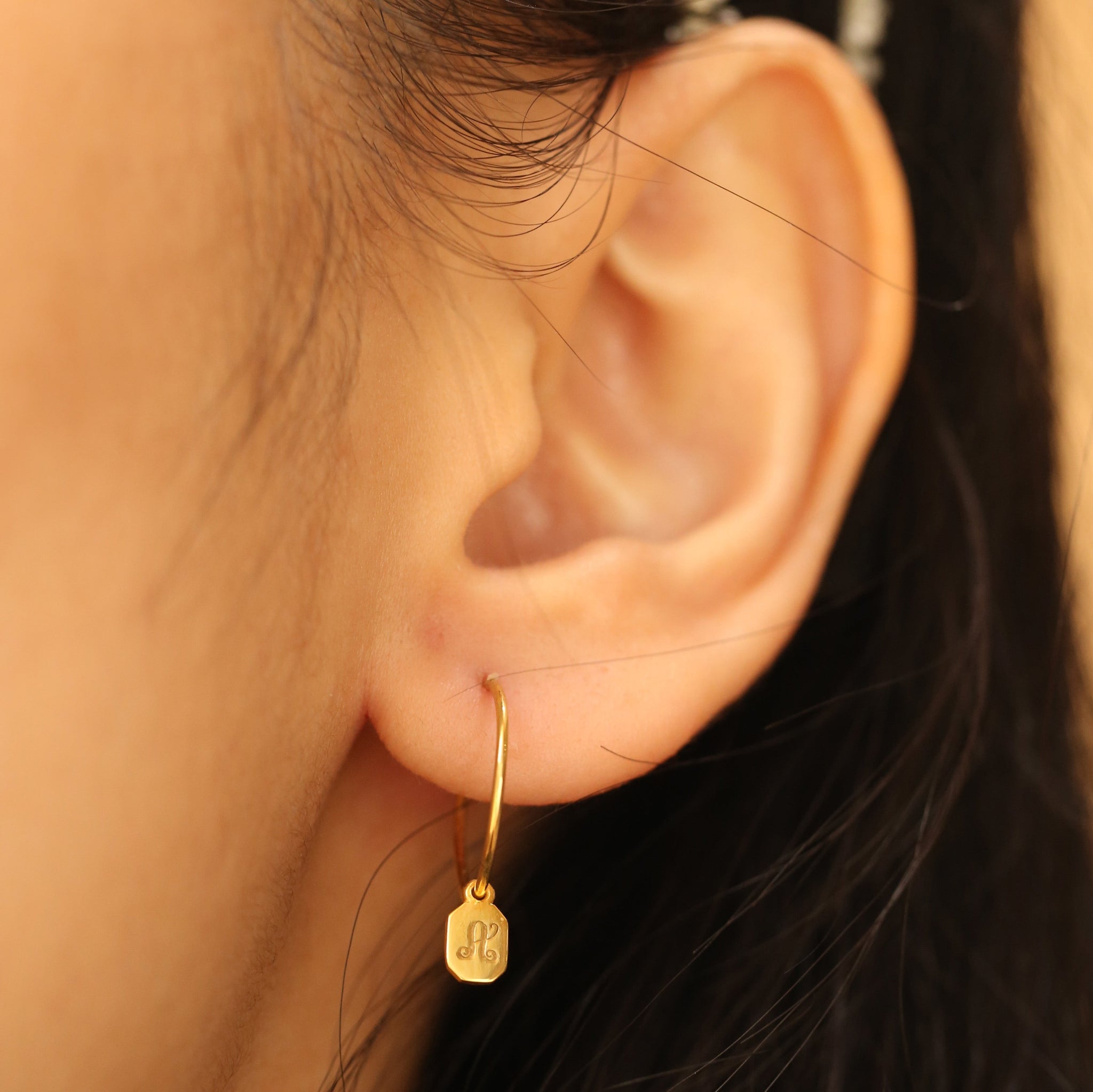 Monogram Hoop Earrings | Anting Inisial Perak & Emas Asli | LOULOUROSE