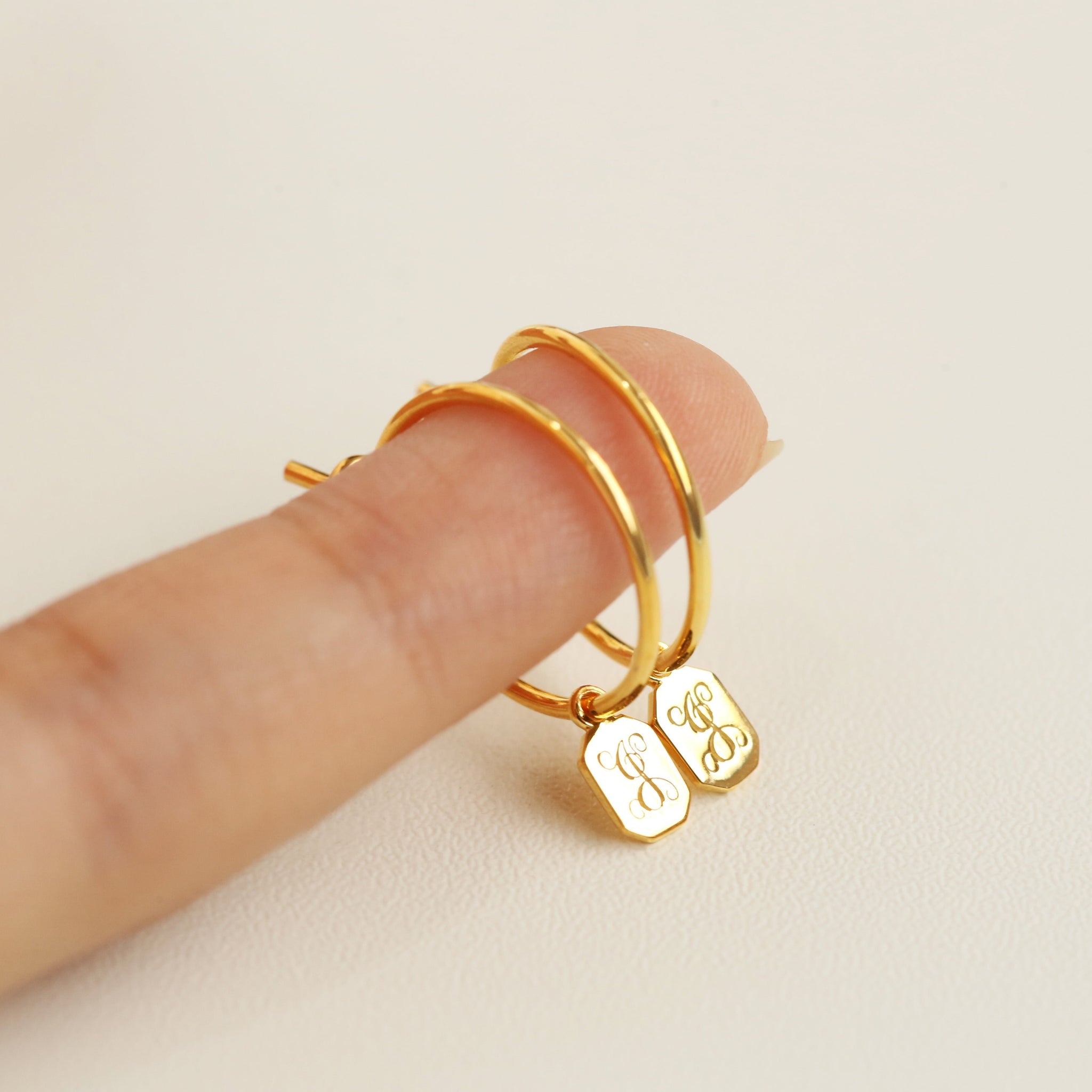 Monogram Hoop Earrings Anting Inisial Perak Emas Asli LOULOUROSE