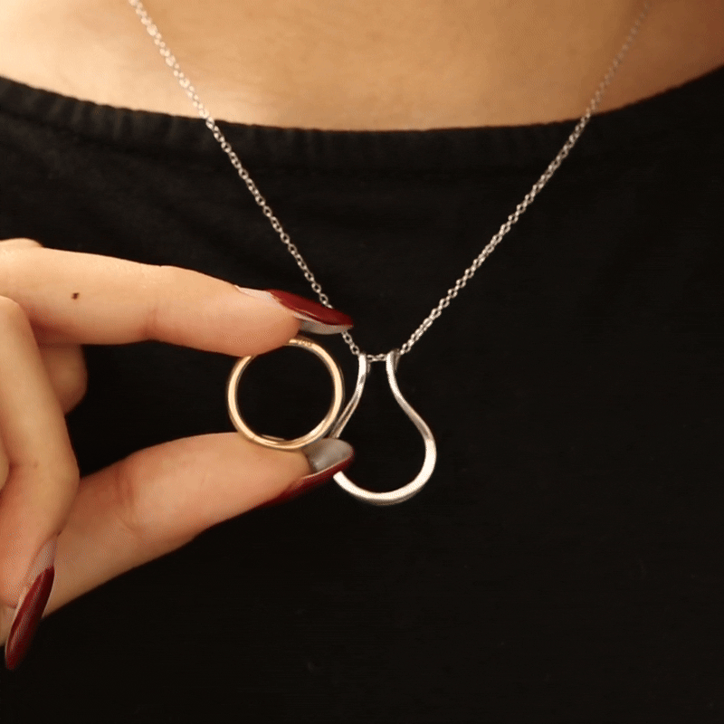 Ring Keeper Pendant Bandul Simpan Cincin Perak Emas Asli