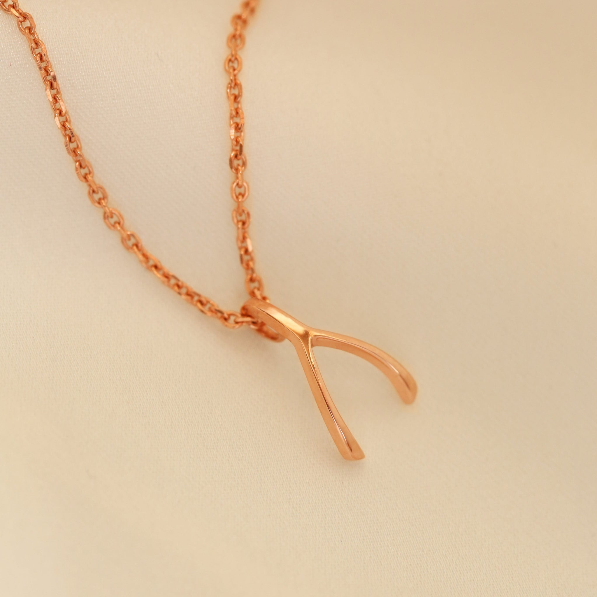 Jewellery Rose Gold Wishbone Necklace Wishbone Woven 14k Rose Gold