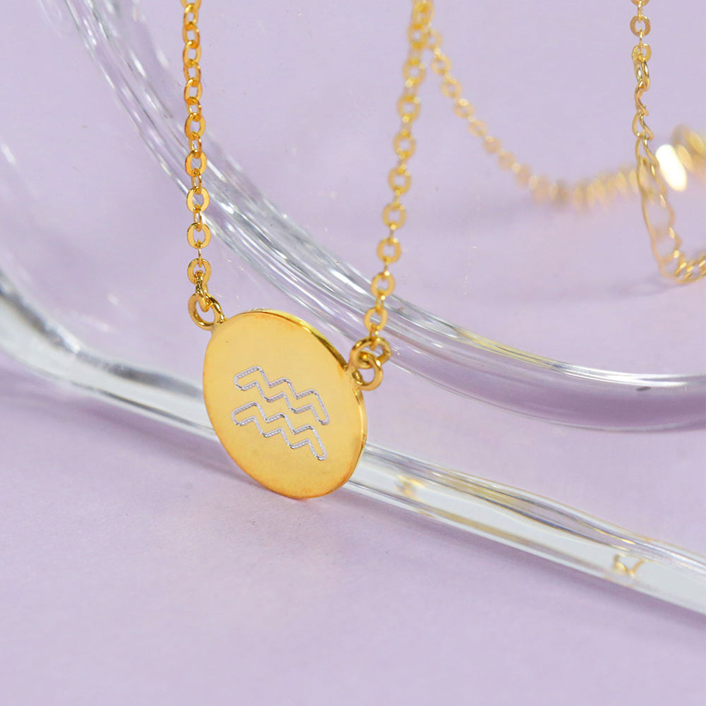 Zodiac Medallion Necklace Kalung Zodiak Perak Emas Asli LOULOUROSE