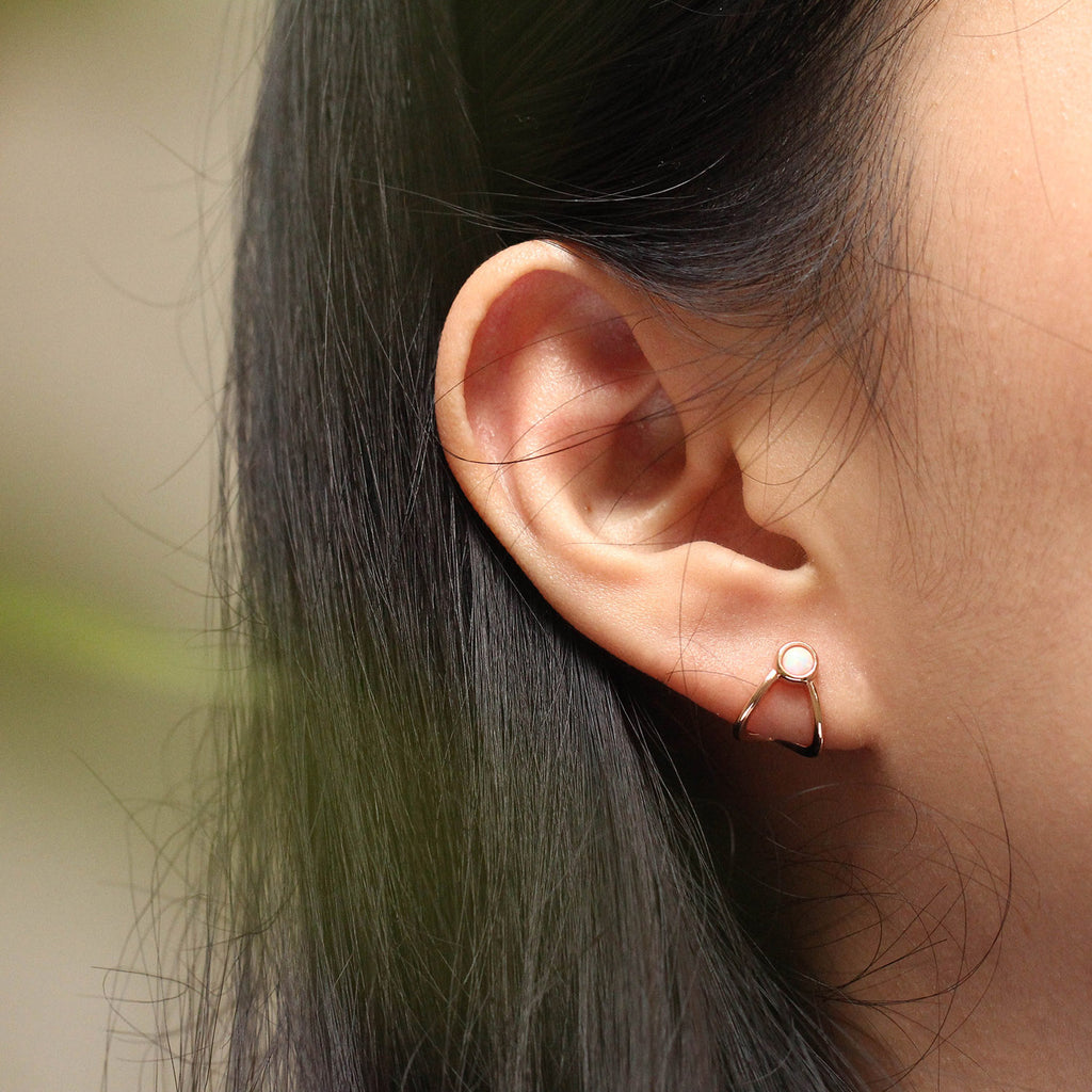 Opal Huggie Earrings - LOULOUROSE